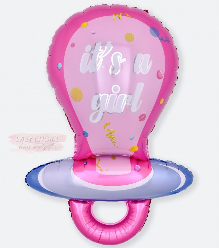Повітряна куля фольгована Соска, It's a girl, рожева