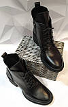 Dolce Gabbana! Жіночі шкіряні черевики, черевики на шнурівці, зі змійкою середній каблук. Демисезон, фото 2