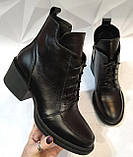 Dolce Gabbana! Жіночі шкіряні черевики, черевики на шнурівці, зі змійкою середній каблук. Демисезон, фото 7