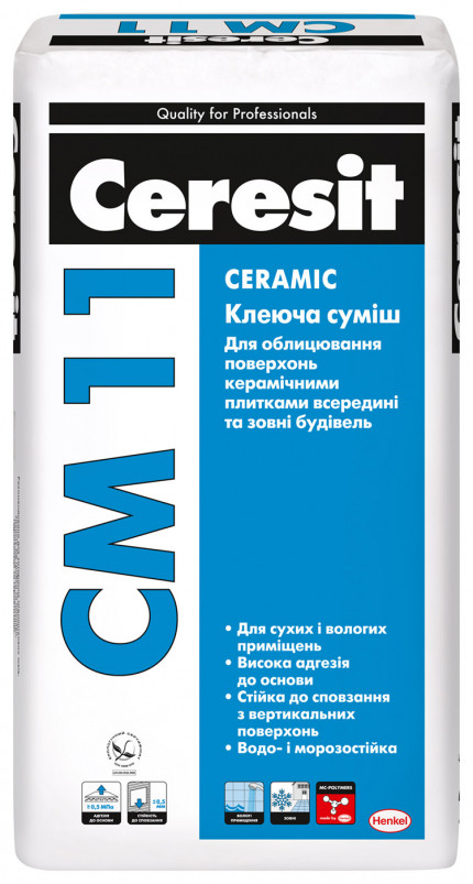 Клей для керамічної плитки Ceresit СМ-11 Ceramic (Церезит СМ11 Керамік) 25кг