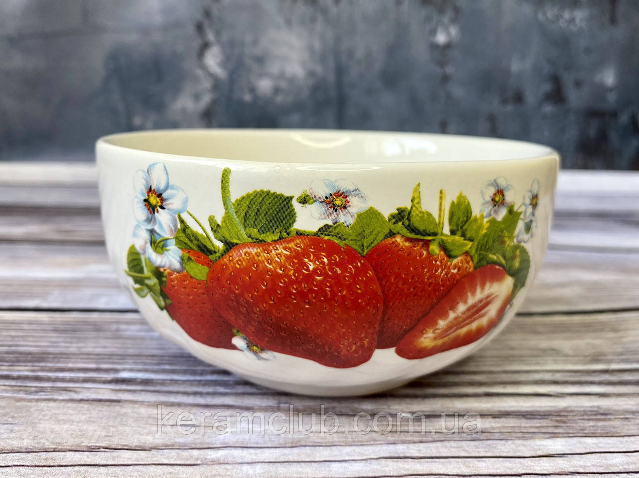 Салатник керамклуб Новий 700 мл білий із деколю