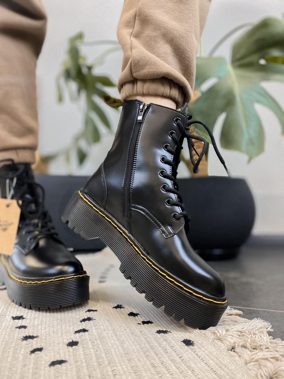 Черевики Dr. Martens Mono Smooth Black 1460 / Доктор Мартінс чорні натуральна шкіра, демисезон (Унісекс)