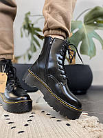 Ботинки женские Dr. Martens Jadon Black Zip ботильоны обувь Доктор Мартинс черные кожаные демисезон с замком