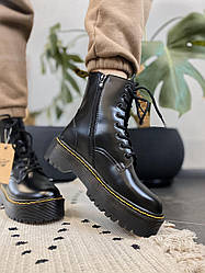 Черевики Dr. Martens Mono Smooth Black 1460 / Доктор Мартінс чорні натуральна шкіра, демисезон (Унісекс)