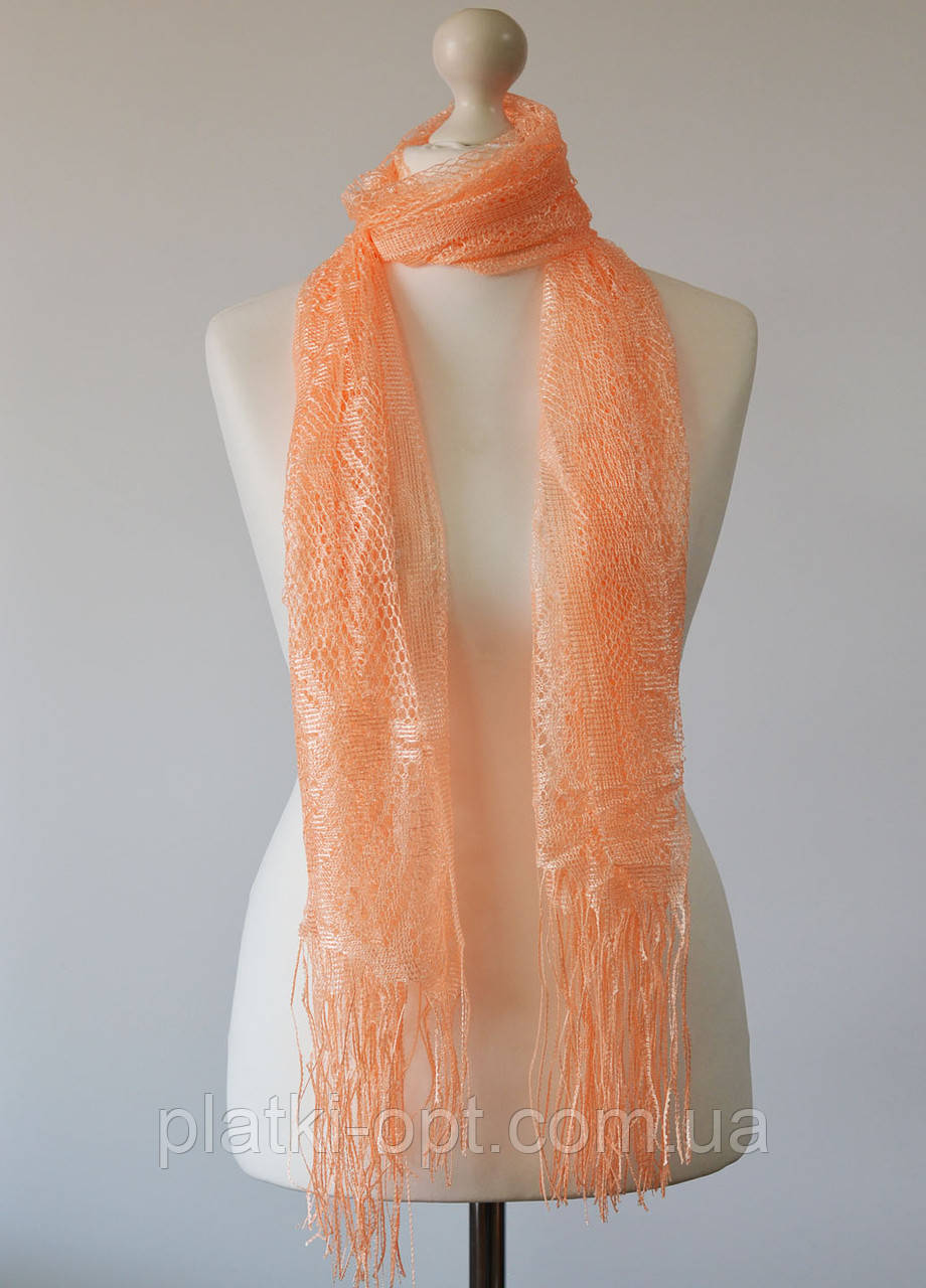 Шарф ажурний Павутинка (абрикос), фото 1