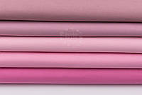 Набор поплиновых тканей из 5 штук пастельных пудрово-розовых оттенков 40*40 см