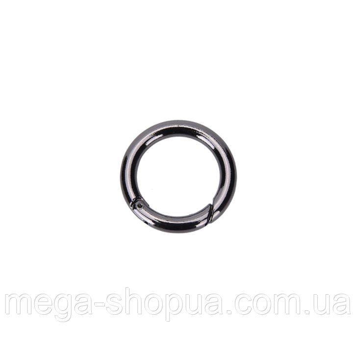 Карабін круглий металевий 20 мм. Кільце-карабін брелок для ключів Чорний