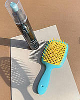 Гребінець Janeke Superbrush With Soft Moulded Tips, бірюза з жовтим (86SP226 TSE)