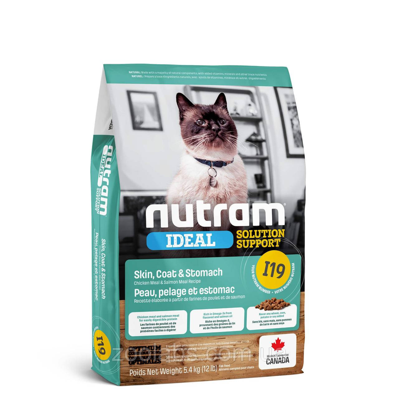Корм Nutram для кішок | Nutram I 19 Ideal Solution Support Sensetive Coat, Skin, Stomach Cat Food 1,13 кг