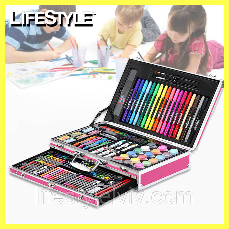Набір для малювання дитячий 123 предмета Kids Art Set / Набір для творчості художника у валізі