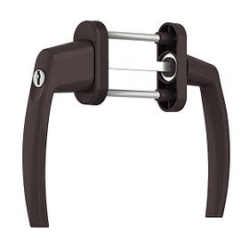 Ручка балконна двостороння з замком MEDOS колір коричневий RAL 8019