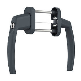 Ручка балконна двостороння із замком MEDOS колір антрацит RAL 7016