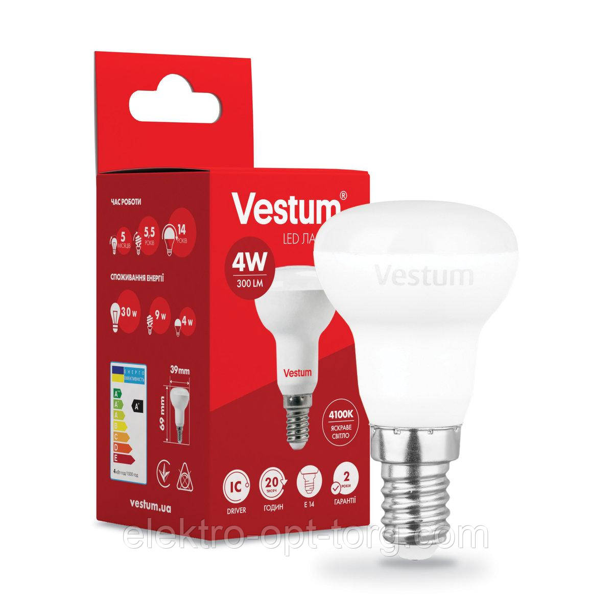 Світлодіодна лампа Vestum R39 4 W 4100 K 220 V E14 1-VS-1401