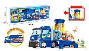 Трейлер "RP" 46см,машинки 2шт,гум.колеса,муз.,світ.,на бат-ці(таб.),в кор-ціі №PL-1221(12)