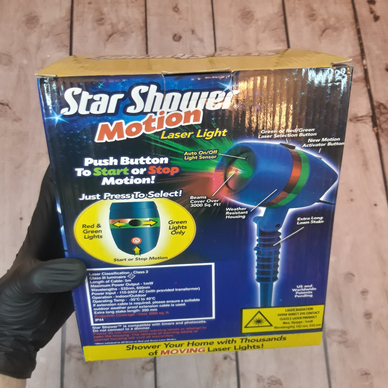 Лазерный проектор Star Shower Motion установка для улицы и на фасад дома Новогодние освещение (Живые фото) - фото 2 - id-p1284510907