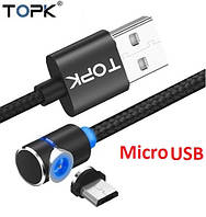 Магнитный Topk LED Magnetic Micro USB Угловой 90° Кабель Быстрая Зарядка