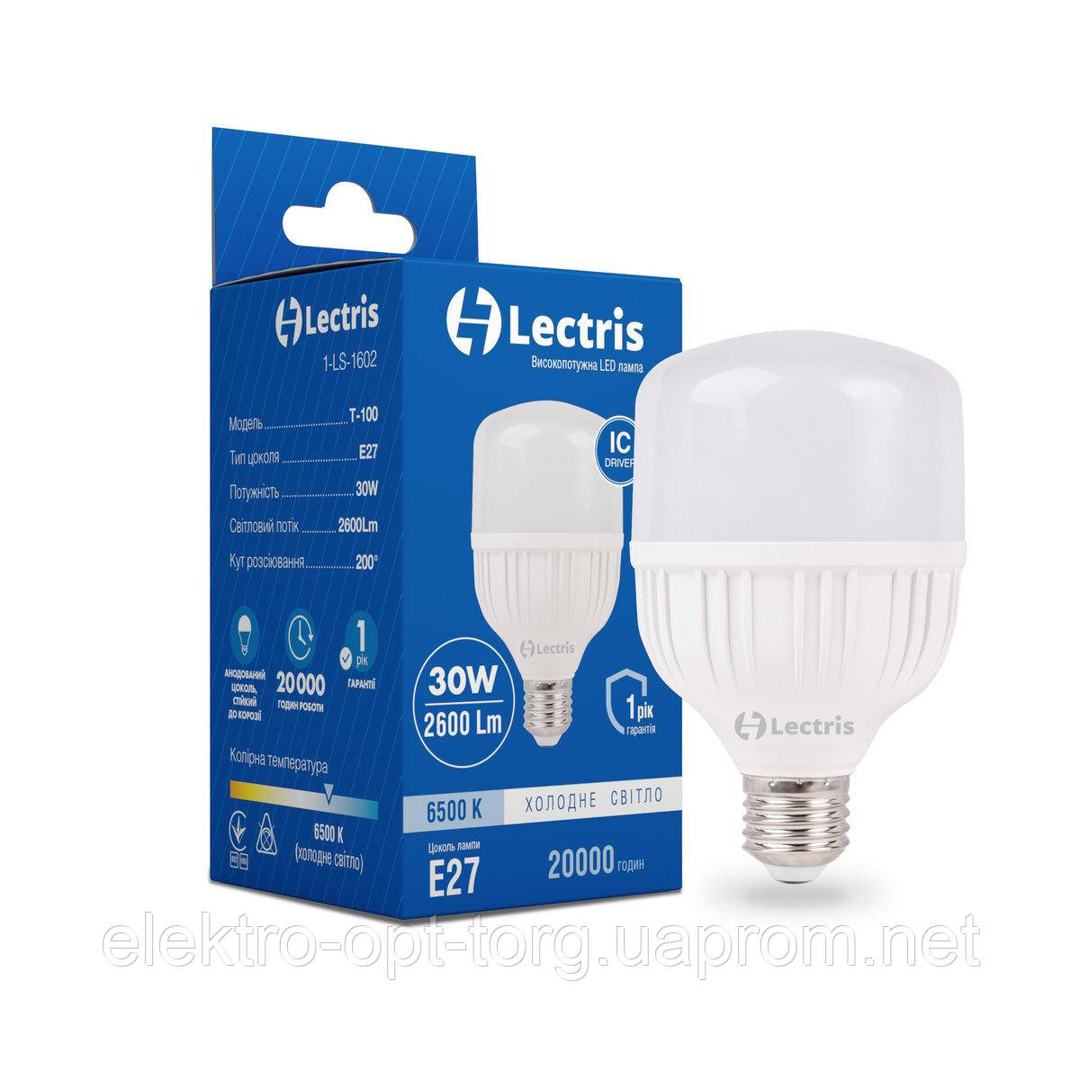 Лампа LED Lectris T100 30W 6500K 220V E27