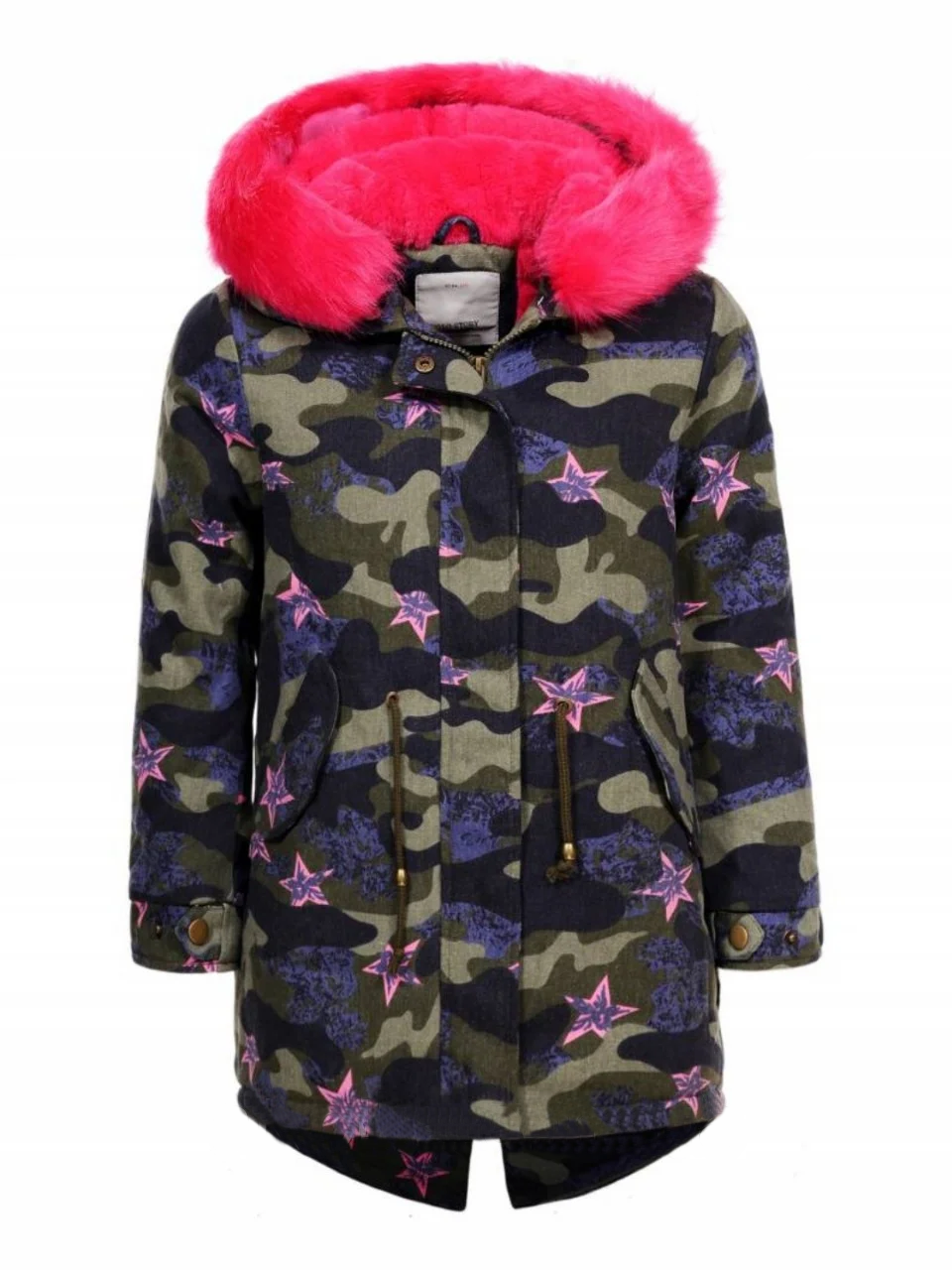 Утеплена зимова подовжена камуфляжна парка на дівчинку на зріст 140, фото 1