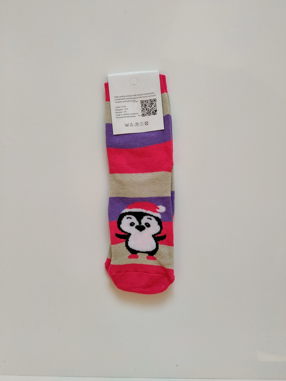 Теплі зимові шкарпетки махрові з принтом 🐧 пінгвін красиві 36-41 рожевий