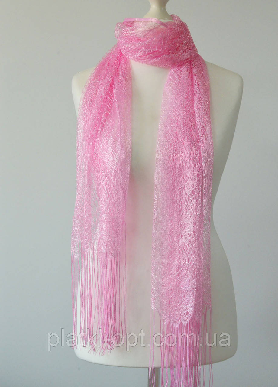 Шарф ажурний Павутинка (рожевий)