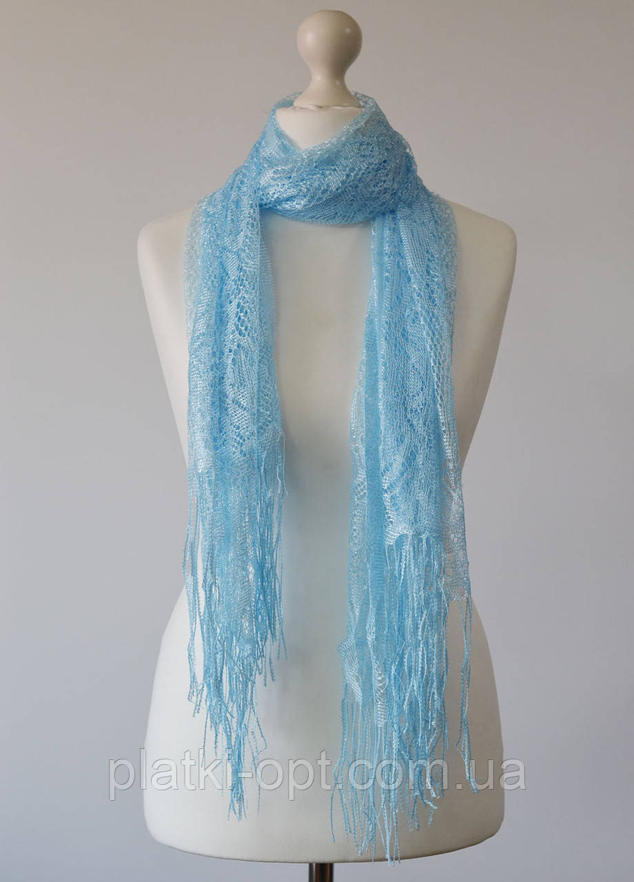 Шарф ажурний Павутинка (блакитний), фото 1