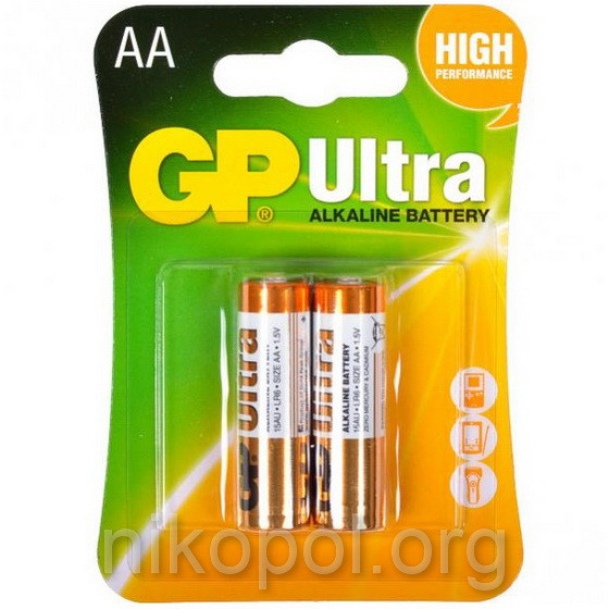 Батарейки GP 15AUHM-2UE2 LR6 Ultra, розмір АА (пальчикова), в блістері (пара)