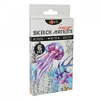 Набір акварельних маркерів Santi Sketch Marker Seascape 6 кольорів