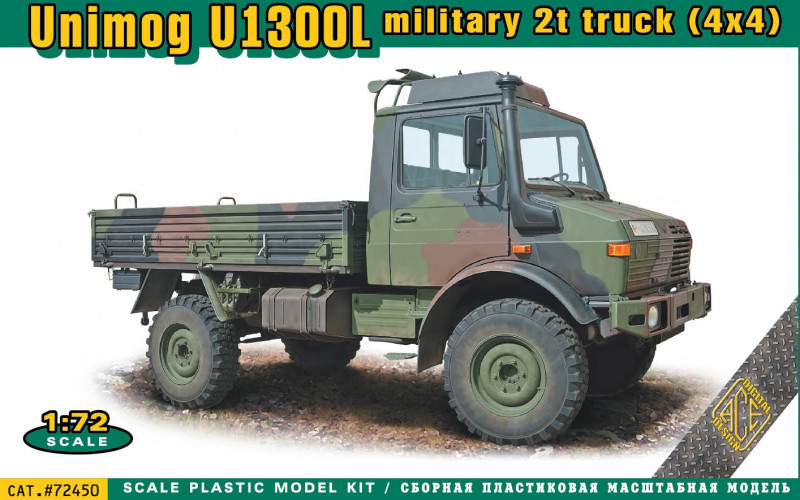 Пластикова модель 1/72 ACE 72450 Німецький вантажний автомобіль Unimog U1300L 4x4 military 2t truck