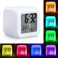 Часы будильник Glowing Led Color Change Digital Alarm Clock LED переливающиеся многоцветный хамелеон кубик