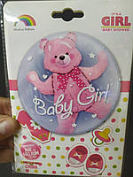 Кулька Bubbles 24" Baby Girl з кулькою ведмедиком Китай упаковка