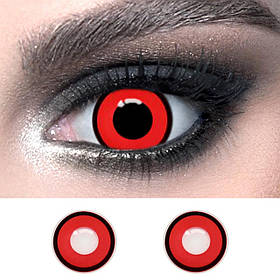 Червоні контактні лінзи з чорним обідком ELITE Lens Red ободок 14,5 мм. для косплею вампіра та на Хелловін