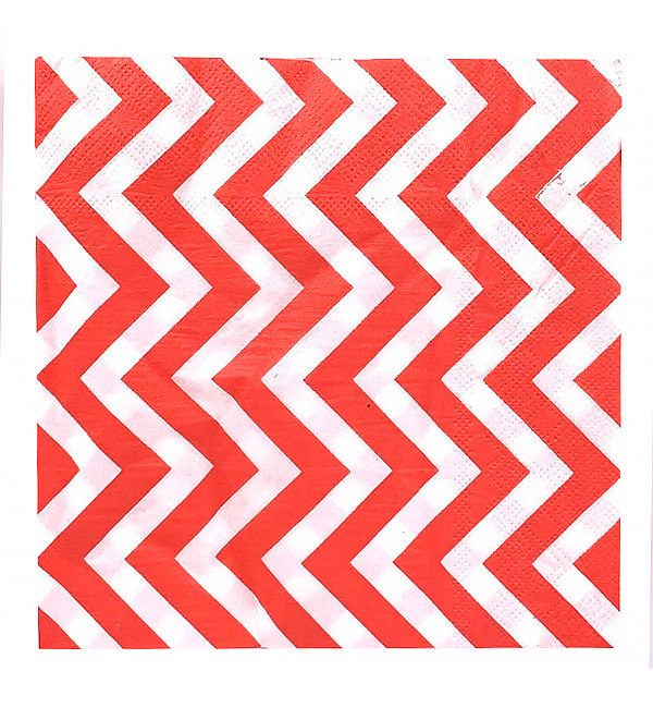 Серветки святкові "Зігзаг", 20 шт., розмір - 33х33 см, Польща, колір - червоний з білим