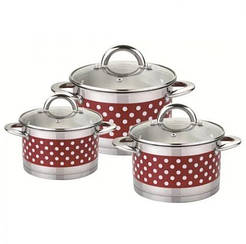 Набір каструль BOHMANN з нержавіючої сталі 6 пр З кольоровим малюнком 7626-06BH