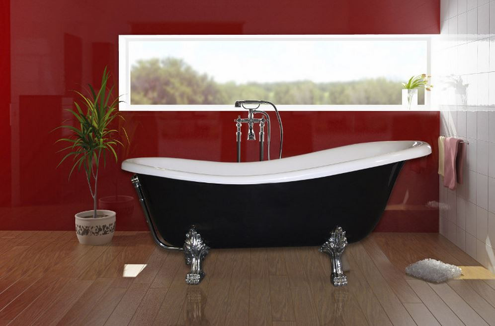 Ванна окремо стоїть OTYLIA Отилья 160х77х70 см BESCO PMD AMBITION на левових лапах чорна з білим