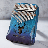 Калімба музичний інструмент на 17 язичків (преміум якість) - орнамент Синій, фото 5