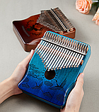 Калімба музичний інструмент на 17 язичків (преміум якість) - орнамент Синій, фото 7
