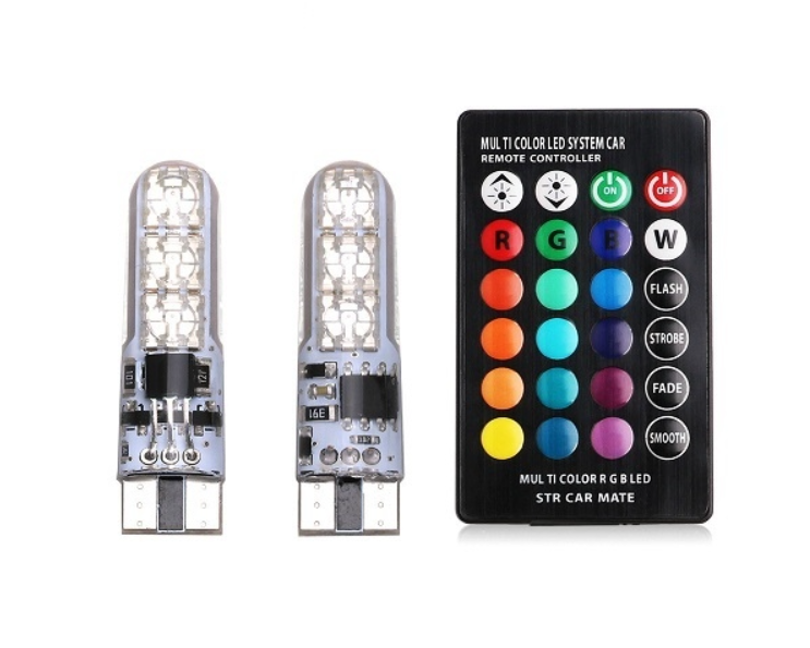 LED лампи габаритних вогнів RGB з пультом ДУ 6SMD 16 кольорів (KG-379)