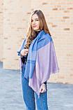 Великий бавовняний хустку-шарф жіночий красивий модний в клітку LEONORA синього кольору, фото 3
