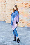 Великий бавовняний хустку-шарф жіночий красивий модний в клітку LEONORA синього кольору, фото 4