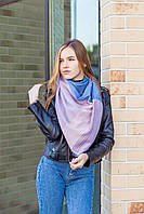Большой хлопковый платок-шарф женский красивый модный в клетку LEONORA синего цвета