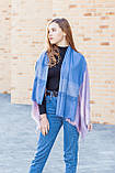 Великий бавовняний хустку-шарф жіночий красивий модний в клітку LEONORA синього кольору, фото 2