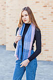 Великий бавовняний хустку-шарф жіночий красивий модний в клітку LEONORA синього кольору, фото 5