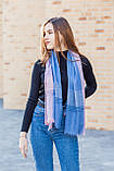 Великий бавовняний хустку-шарф жіночий красивий модний в клітку LEONORA синього кольору, фото 6
