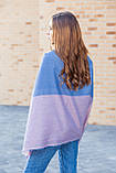 Великий бавовняний хустку-шарф жіночий красивий модний в клітку LEONORA синього кольору, фото 7