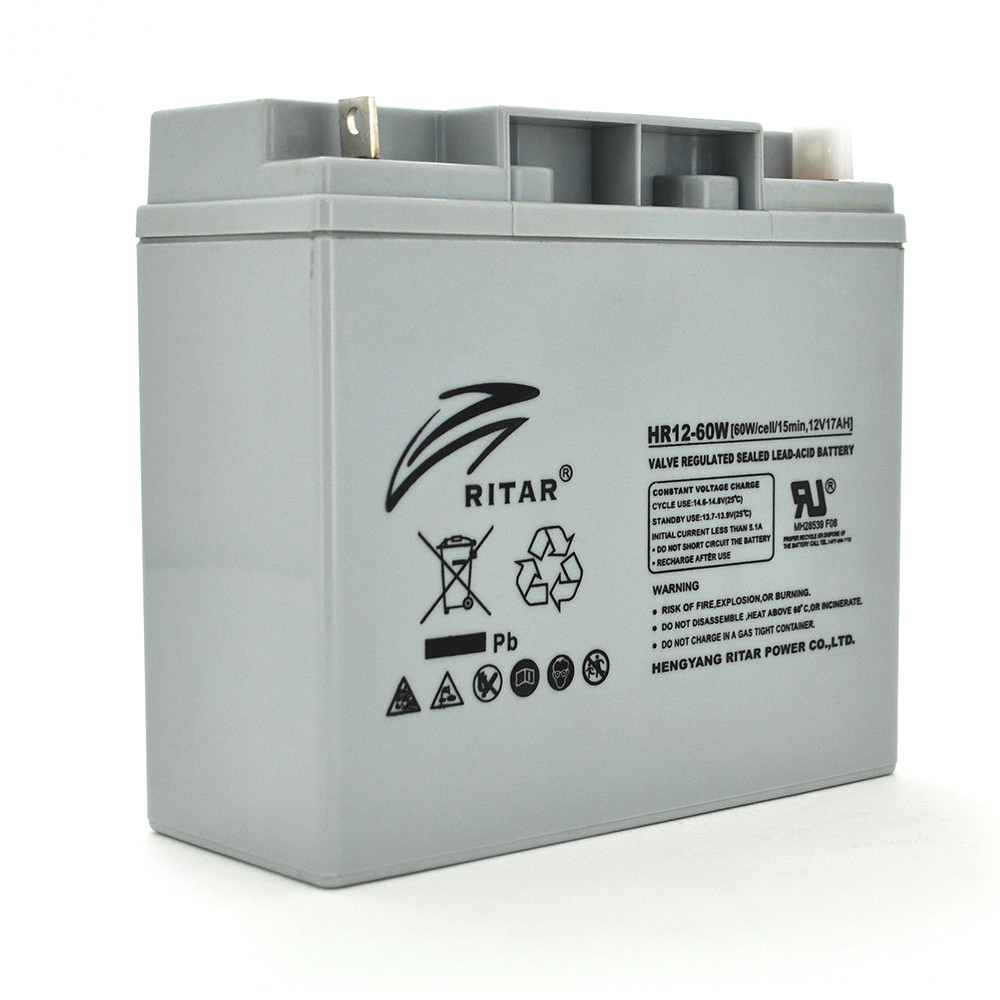 Акумуляторна батарея AGM RITAR HR12-60W, Gray Case, 12V 17.0 Ah ( 181 х 77 х 167 (167 ) 4.80 kg Q4