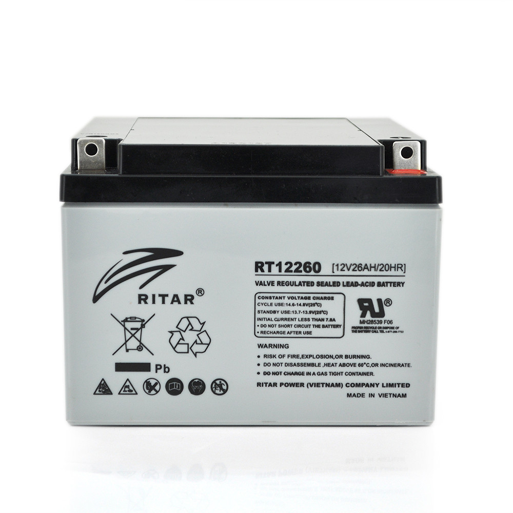 Акумуляторна батарея AGM RITAR RT12260, Gray Case, 12V 26.0 Ah (166 х 178 х125 ) Q1