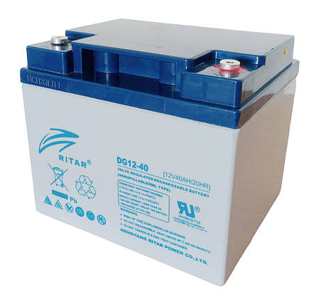 Акумуляторна батарея GEL RITAR DG12-40, Gray Case, 12V 40.0 Ah ( 198 х 166 х 169 (169) ) Q1, фото 1