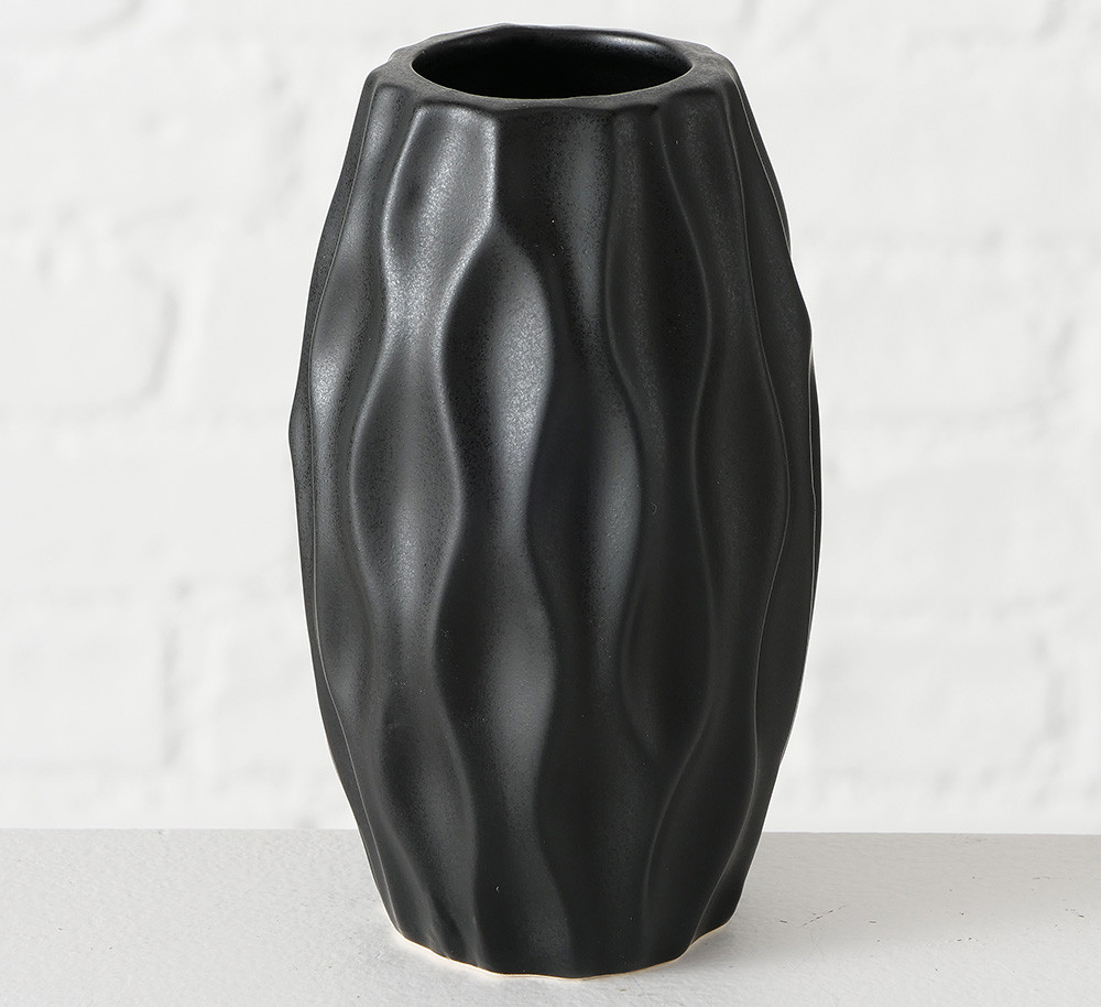 Ваза Яніна чорна кераміка h12 см, фото 1
