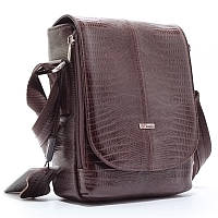 Коричневая маленькая мужская сумка Desisan из натуральной кожи, Кожаная мини сумочка планшет через плечо