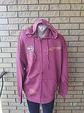 Кофта на блискавці з капюшоном, толстовка, худі, великі розміри унісекс дизайнерська брендова ED HARDY, фото 2